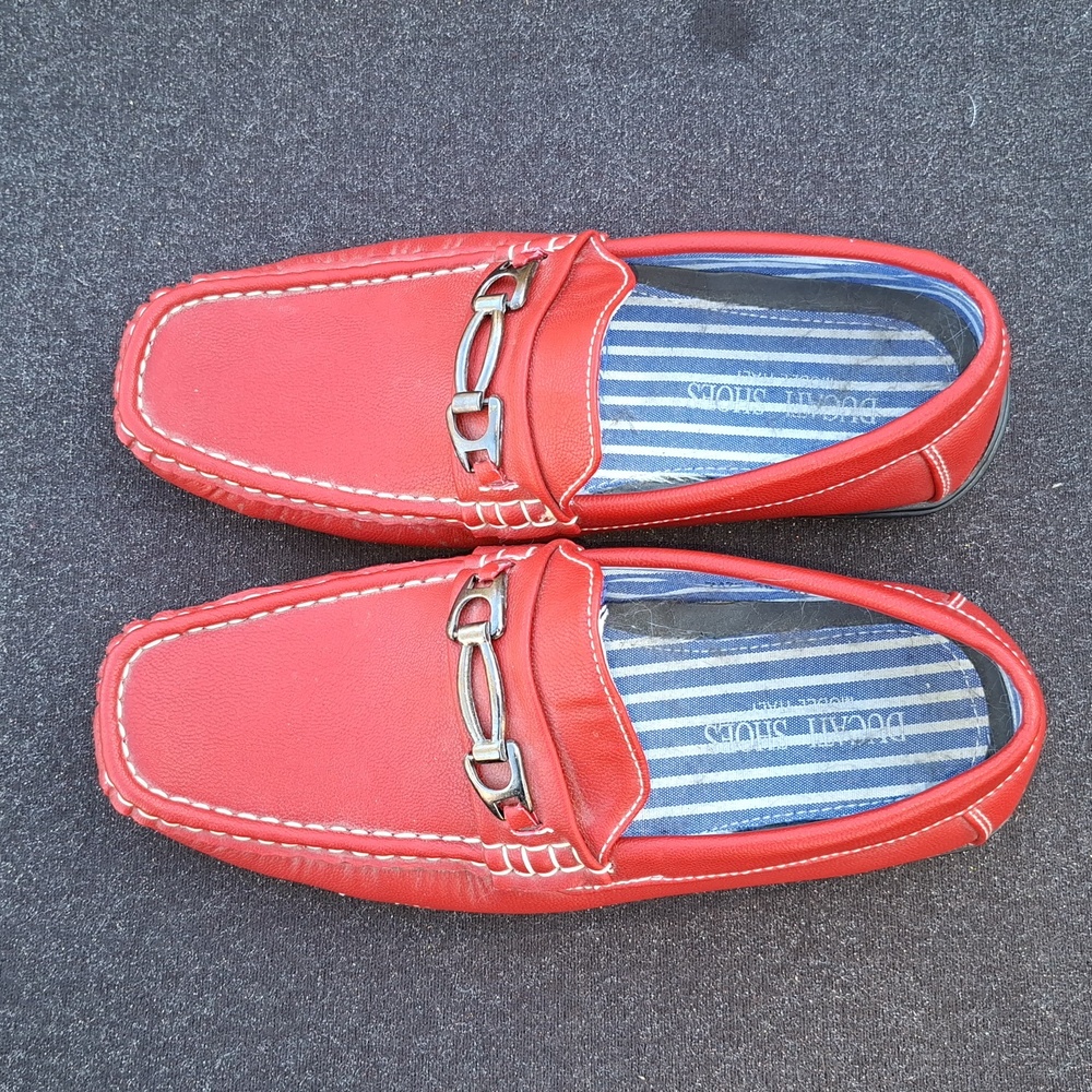 Ducati Red Loafers with Metal Detail